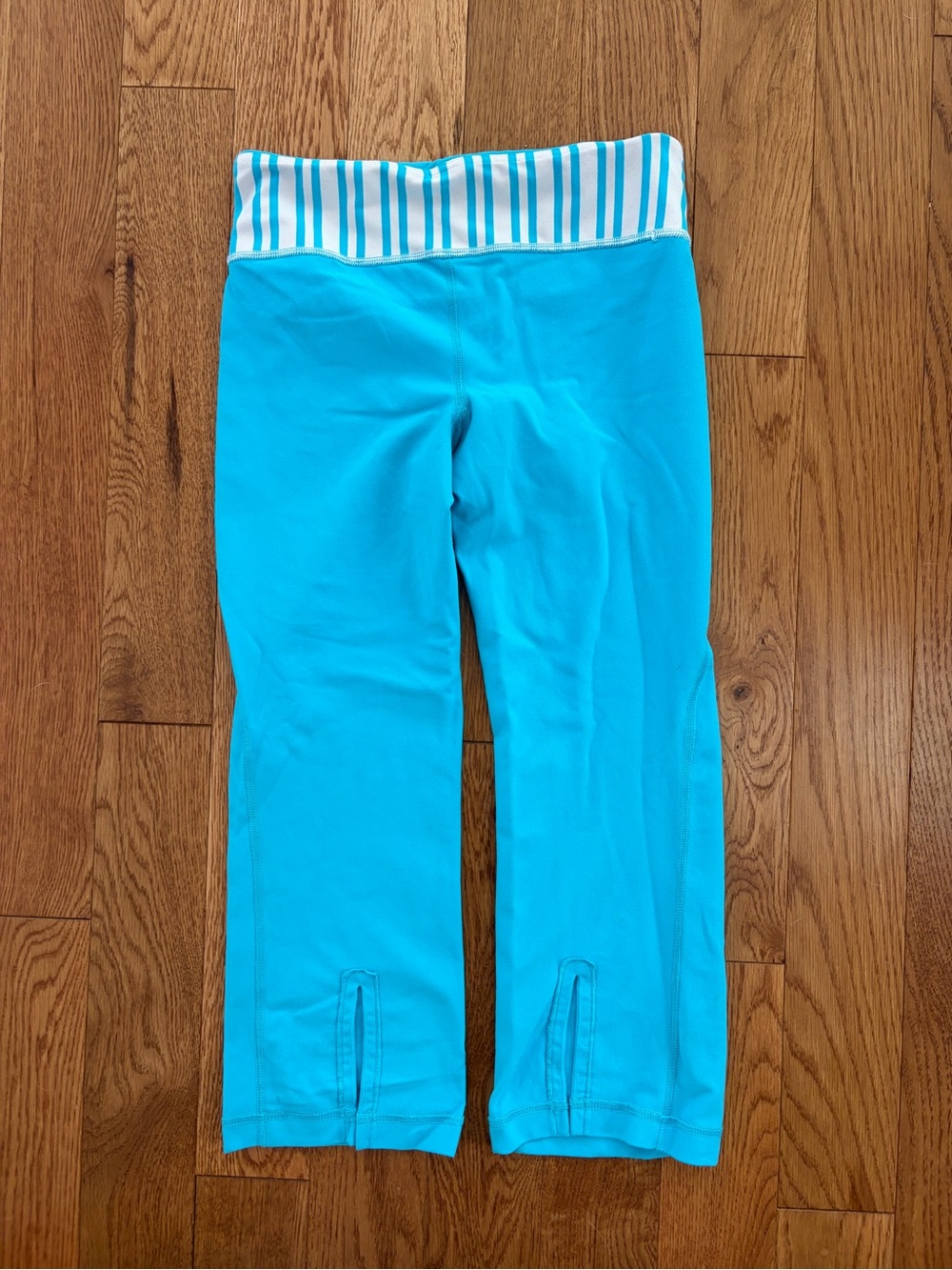 Blue Stripe-Waist Active Yoga Pants